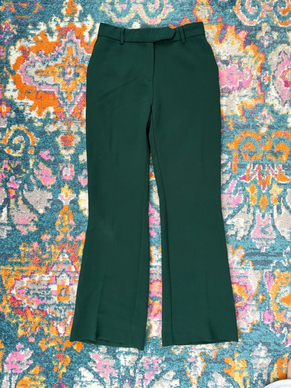 Dark Green Tailored Flare Pants